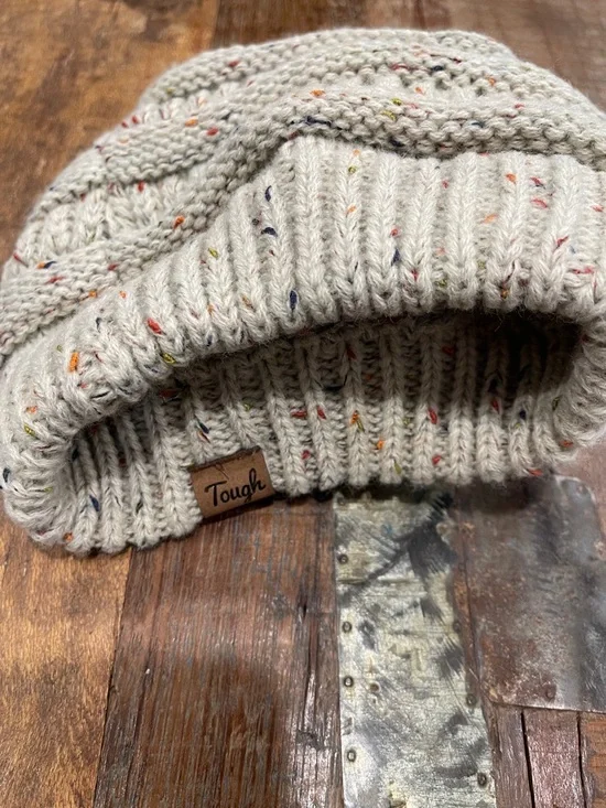 Speckled Knit Beanie - Cream with Multicolor Flecks - Picture 6 of 6